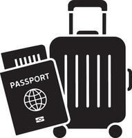 Passport And Suitcase Icon Design Simple Travel Concept Monochrome Graphic vector