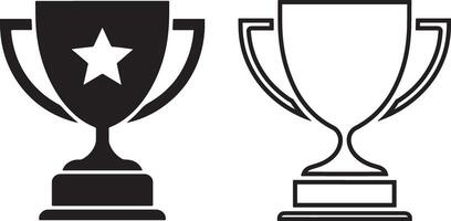 Black And White Trophy Icon Vectors For Competition And Achievement Celebration