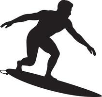Surfer Silhouette Illustration Riding The Waves With Style And Precision vector