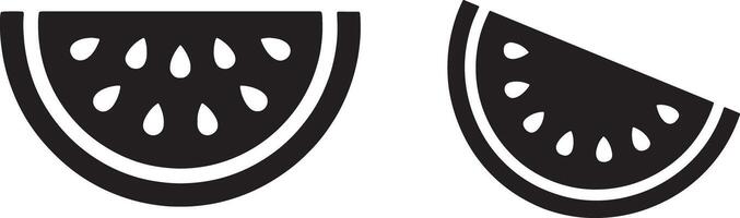 Two Black And White Watermelon Slices Simple Minimalist Icon Design vector