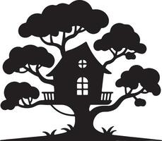 Treehouse Silhouette Illustration For Kids Play Area Design Element vector