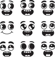 Cartoon Emoji Faces Icons Collection With Various Expressions And Moods vector
