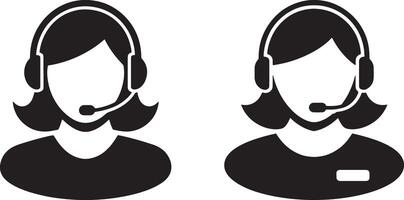 Customer Service Representative Icon Set Call Center Support Agents Helpdesk vector