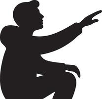 Silhouette Illustration Of A Person Sitting And Pointing With Determination vector