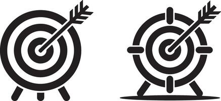 Dartboard And Arrow Icon Set Achieving Goals And Business Success Concept vector