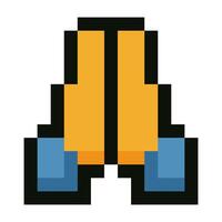 Pixel art emoji praying hand gesture in a game style isolated on white background vector