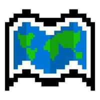 pixel art emoji of a world map in retro 8 bit style vector