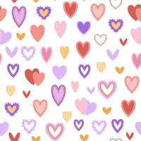 Seamless pattern of multicolored pastel hearts on a white background vector