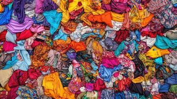 Kaleidoscope of Fabric Vibrant Texture and Pattern in Textile Chaos Textile Art Material Overload photo
