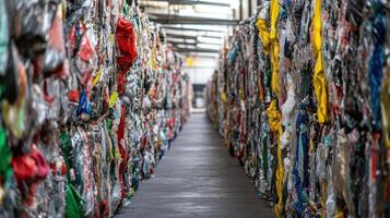 Recycling Facility Walls of Compressed Waste Future Material Streams Sustainable Practices photo