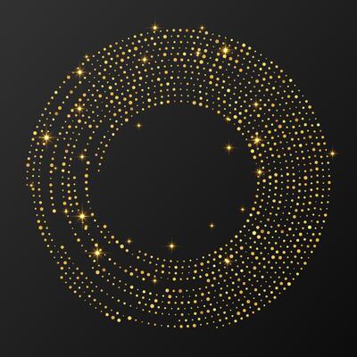 Abstract gold glowing halftone dotted background. Gold glitter pattern in circle form. halftone dots.