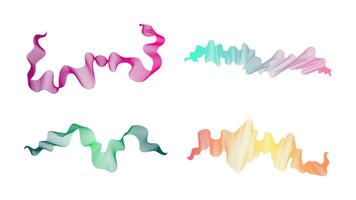 Curved wavy stripes. Set of four abstract gradient wave lines on white background. illustration vector