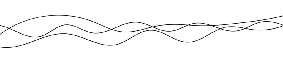 Thin curved wavy lines. Three black wavy lines on white background. illustration vector