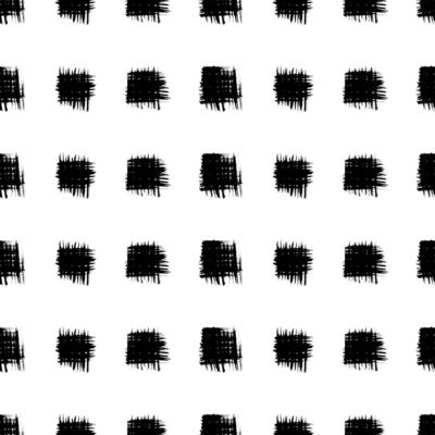 Seamless pattern with black brush stroke in square form on background