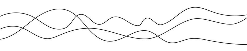 Thin curved wavy lines. Three black wavy lines on white background. vector