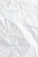 White clean crumpled notebook paper with lines. Vertical crumpled checkered empty paper template for posters and banners. illustration vector