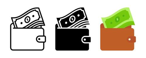 Wallet icon set. for mobile concept and web design on white background vector