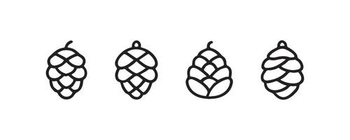 Pine cone and hop cone icon set vector