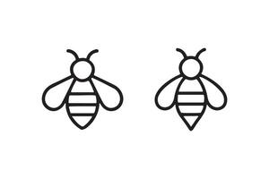 Minimal bee icon set with wings and stripes vector