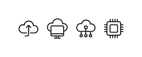 Cloud computing and data network icon set vector