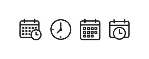 Calendar and clock icons for date and time vector