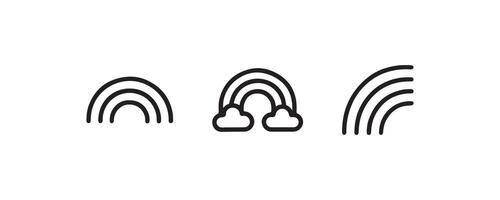 Simple rainbow icon set in line style vector