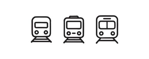 Train front view icon set collection vector