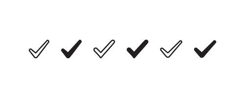 Minimal check mark icons for confirmation and approval vector