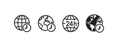 Global time and world clock icons vector