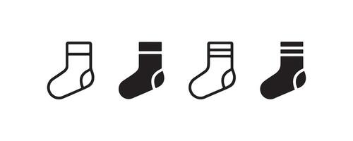 Socks icon set in outline and solid styles vector