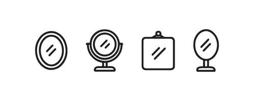 Mirror icon set with various shapes and frames vector