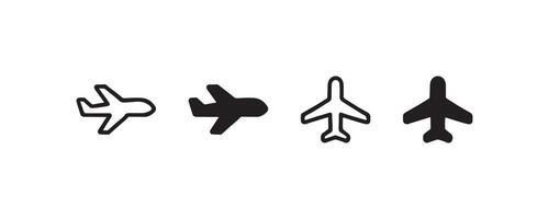 Set of airplane icons in different styles vector