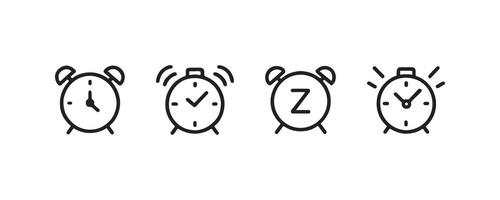 Alarm clock iconas for time and wake up apps vector
