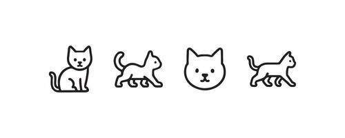 Cat icon set with various poses and face vector