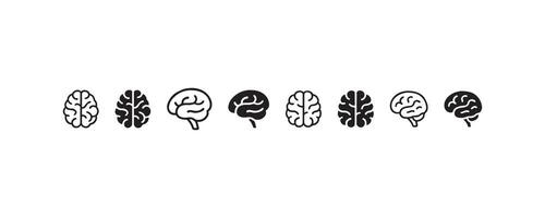 Brain icon collection in outline and solid vector