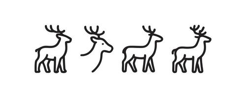 Deer and reindeer outline icon set vector