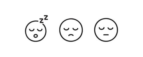 Minimal sleepy and tired emoji icon set vector
