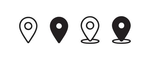 Location pin icon set for maps and GPS vector