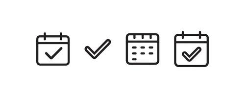 Calendar and checkmark icons for scheduling vector