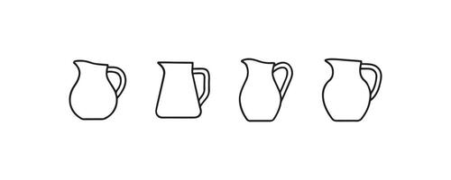 Pitcher icon set in outline style vector