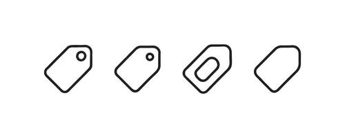 Tag and label icons in minimal outline style vector