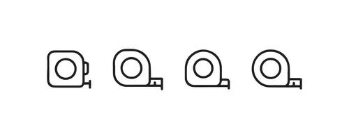 Tape measure tool icons in line style vector