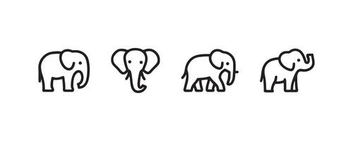 Elephant icon set with side and front views vector