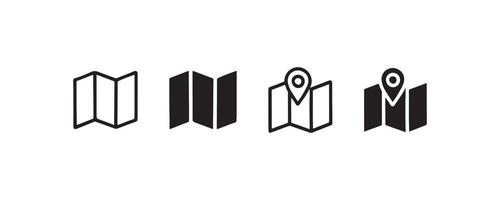 Map and location pin icons in style vector