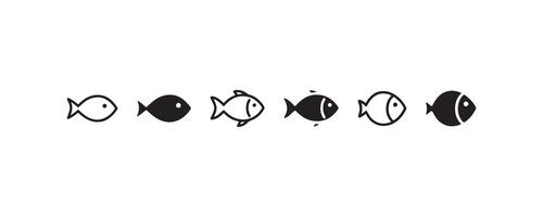 Fish icon collection in minimal style vector