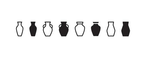 Vase icon collection in outline and solid style vector
