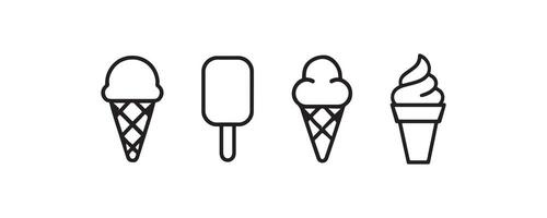 Ice cream icon set with cones and popsicle vector