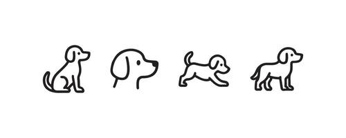 Dog icon set with sitting, walking and head views vector