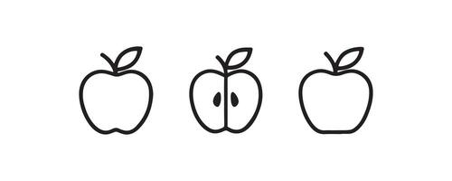 Simple apple icons including sliced fruit vector