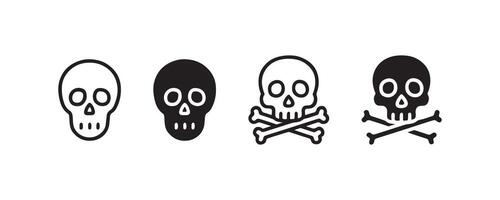 Skull and crossbones icon set variations vector